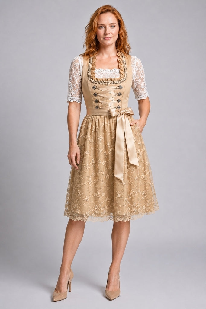 Damen-Dirndl mit traditionellem Schnürmieder im eleganten Trachtenstil