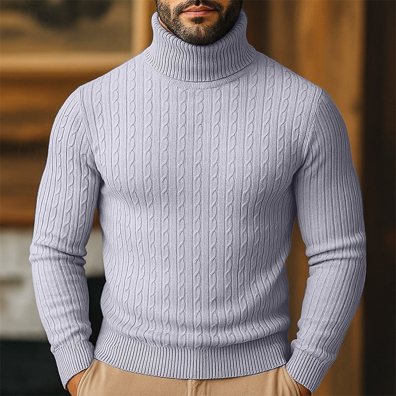 Herren Rollkragenpullover Mit Zopfmuster