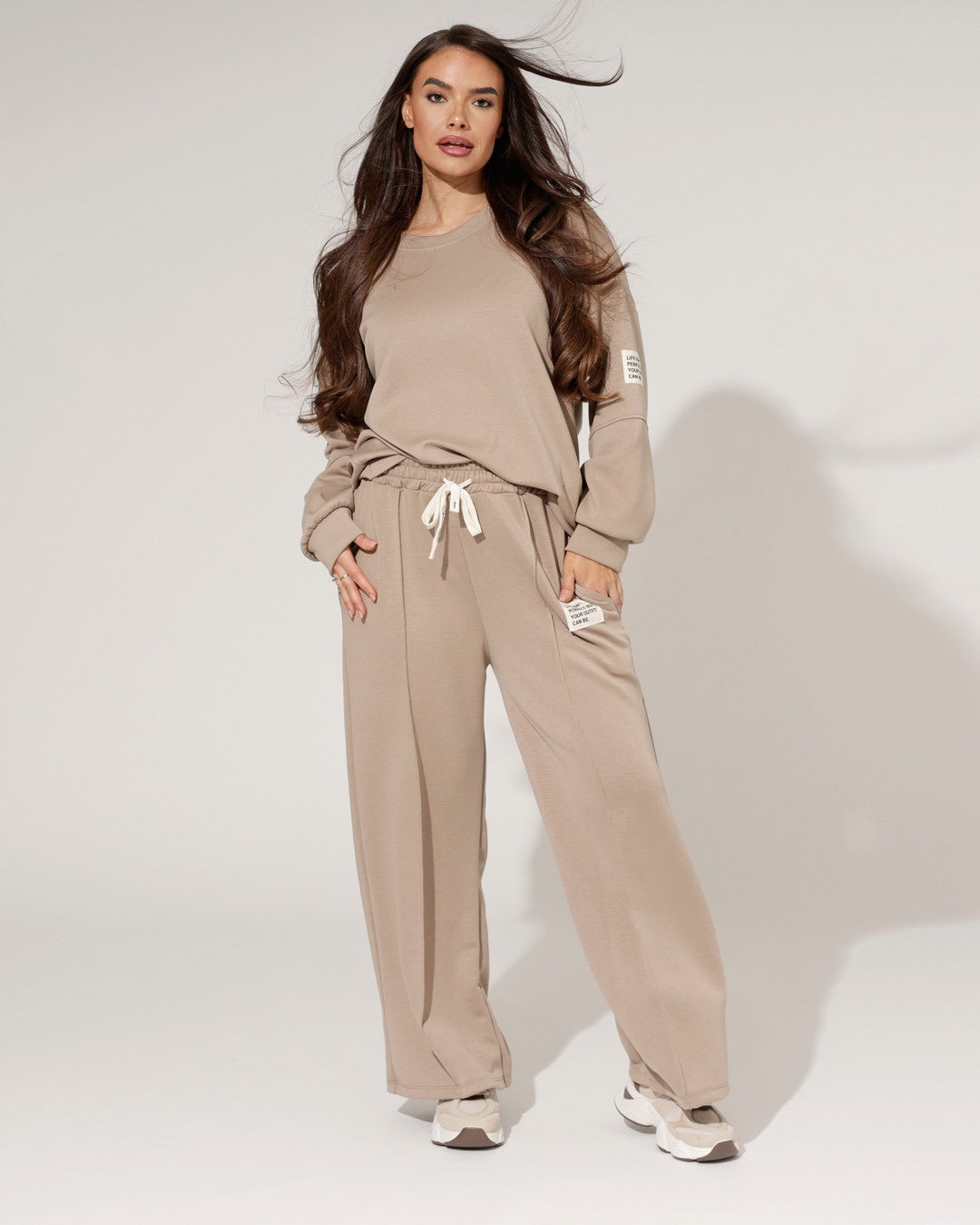 Damen Loungewear Set Weiter Pullover Weite Hose Komfort Fit