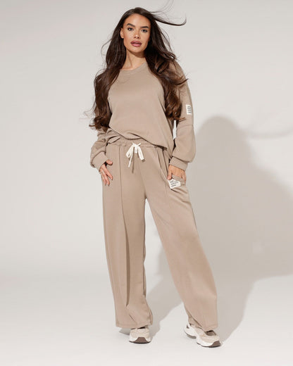 Damen Loungewear Set Weiter Pullover Weite Hose Komfort Fit