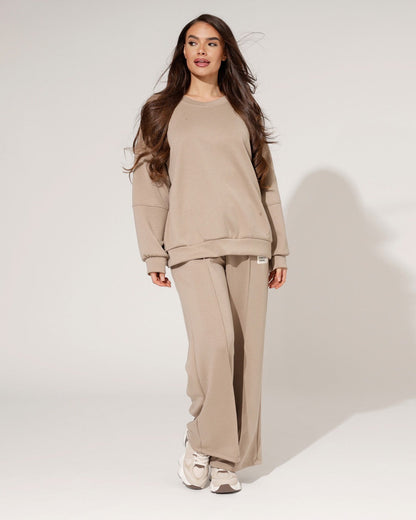 Damen Loungewear Set Weiter Pullover Weite Hose Komfort Fit