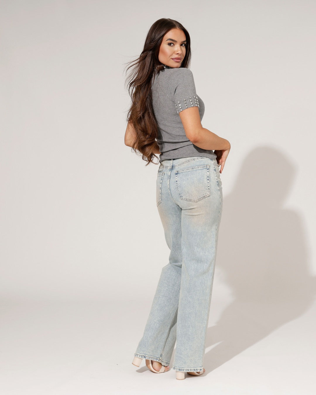 Women's Jeans Wide Leg Straight Fit Blue
