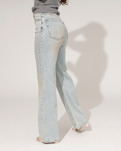 Women's Jeans Wide Leg Straight Fit Blue
