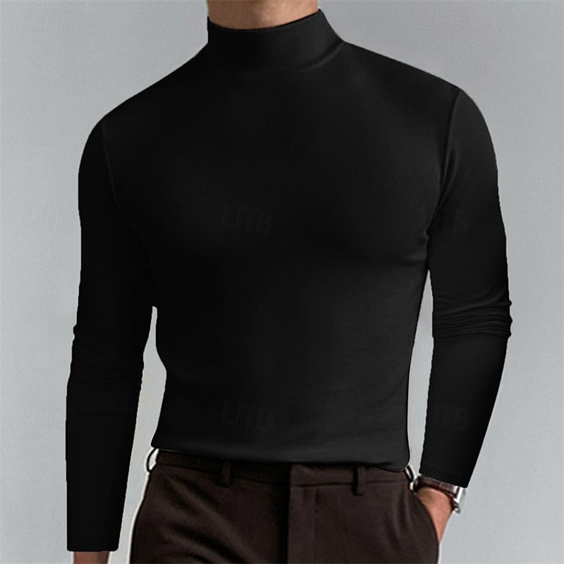Seitliche Ansicht des Herren-Rollkragenshirts im Slim Fit