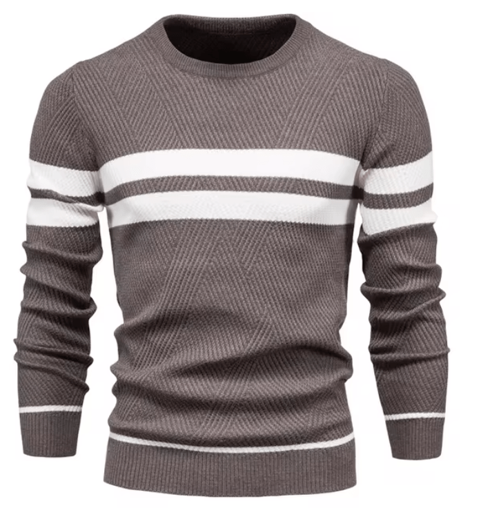 Herren Strickpullover Mit Geripptem Saum