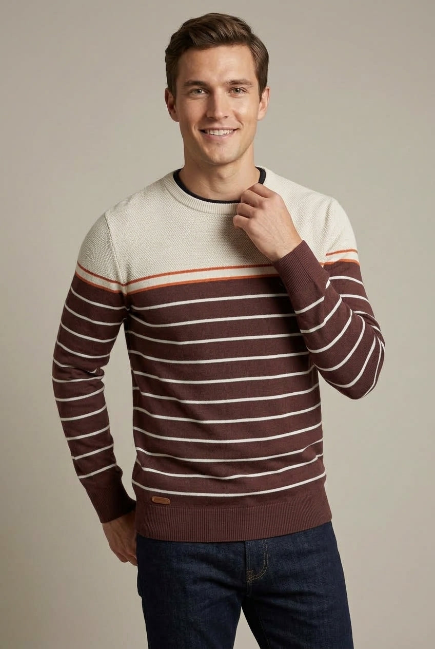 Klassischer Herrenpullover mit Rundhalsausschnitt