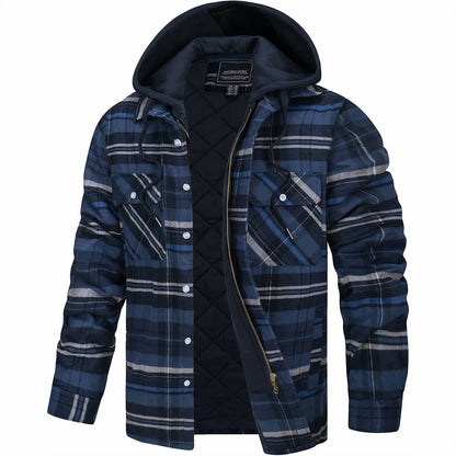 Herren Winterjacke Mit Karomuster Und Reißverschluss