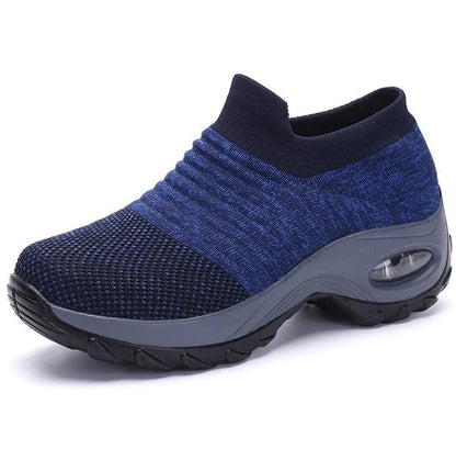Damen Sneaker in Blau, atmungsaktiv mit rutschfester Sohle und Luftpolster, ideal für Sport und Freizeit. Bequeme, modische Schuhe für Damen.