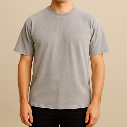 Men's T-shirt straight cut with crew neck – vintage look