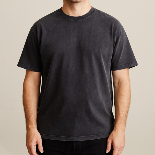 Herren T-Shirt gerader Schnitt mit Rundhals – Vintage Optik