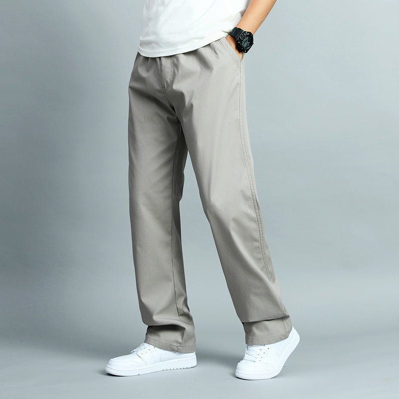 Men's Spring Straight Cotton Pants with Multiple Pocket Design