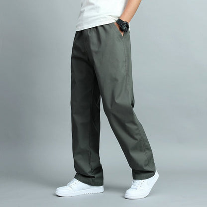 Men's Spring Straight Cotton Pants with Multiple Pocket Design