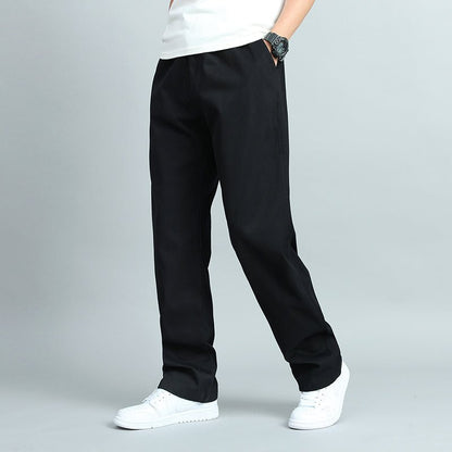 Men's Spring Straight Cotton Pants with Multiple Pocket Design
