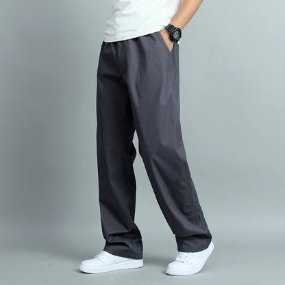 Men's Spring Straight Cotton Pants with Multiple Pocket Design