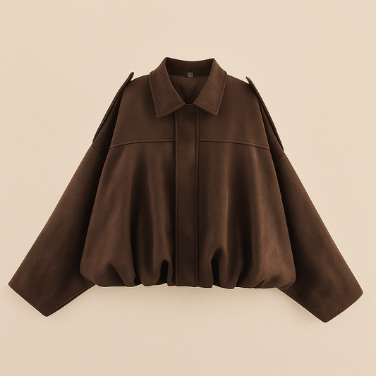 Women's Autumn Bomber Jacket with Oversized Fit, Cropped Length, and Zipper