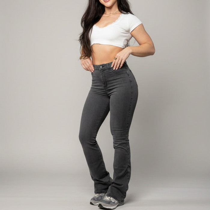 Women's High Waist Flared Jeans Stretch Denim
