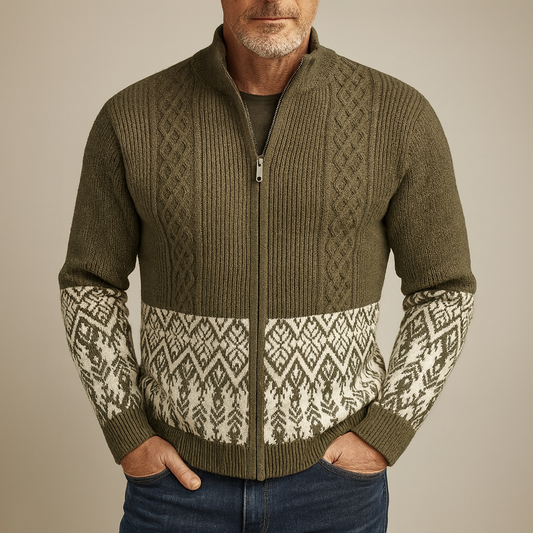 Herren Winterweste mit durchgängigem Reißverschluss und Strickdesign