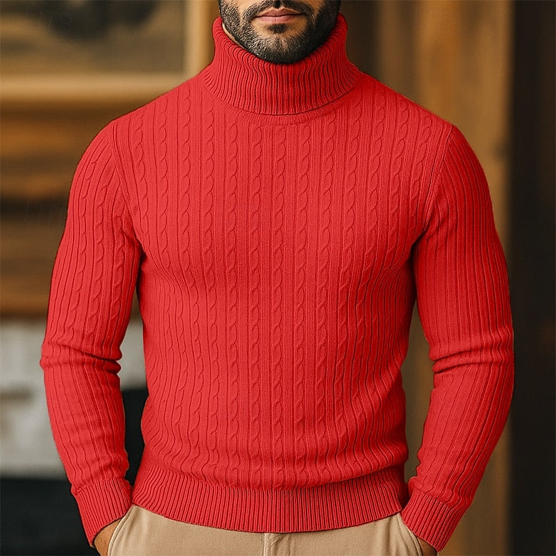 Herren Rollkragenpullover Mit Zopfmuster
