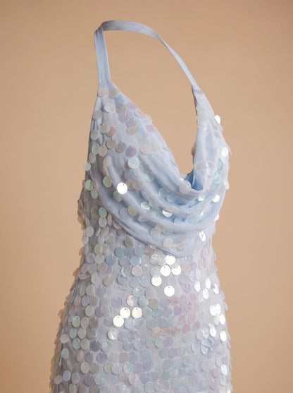 Elegantes blaues Paillettenkleid für Abendveranstaltungen und besondere Anlässe
