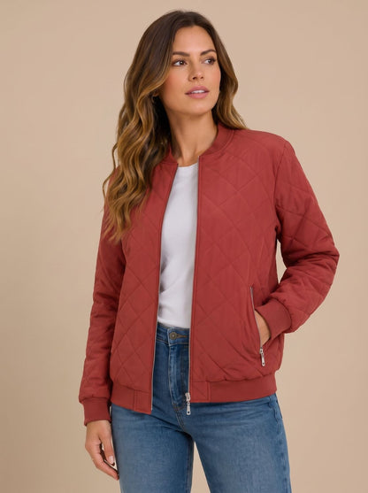 Damen Steppblouson Mit Rautensteppung Und Taschen