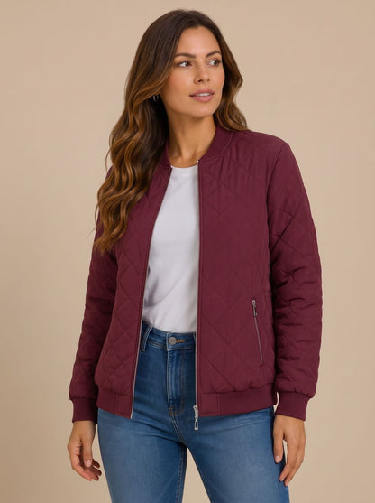 Damen Steppblouson Mit Rautensteppung Und Taschen