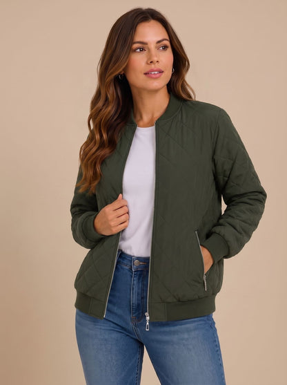 Damen Steppblouson Mit Rautensteppung Und Taschen