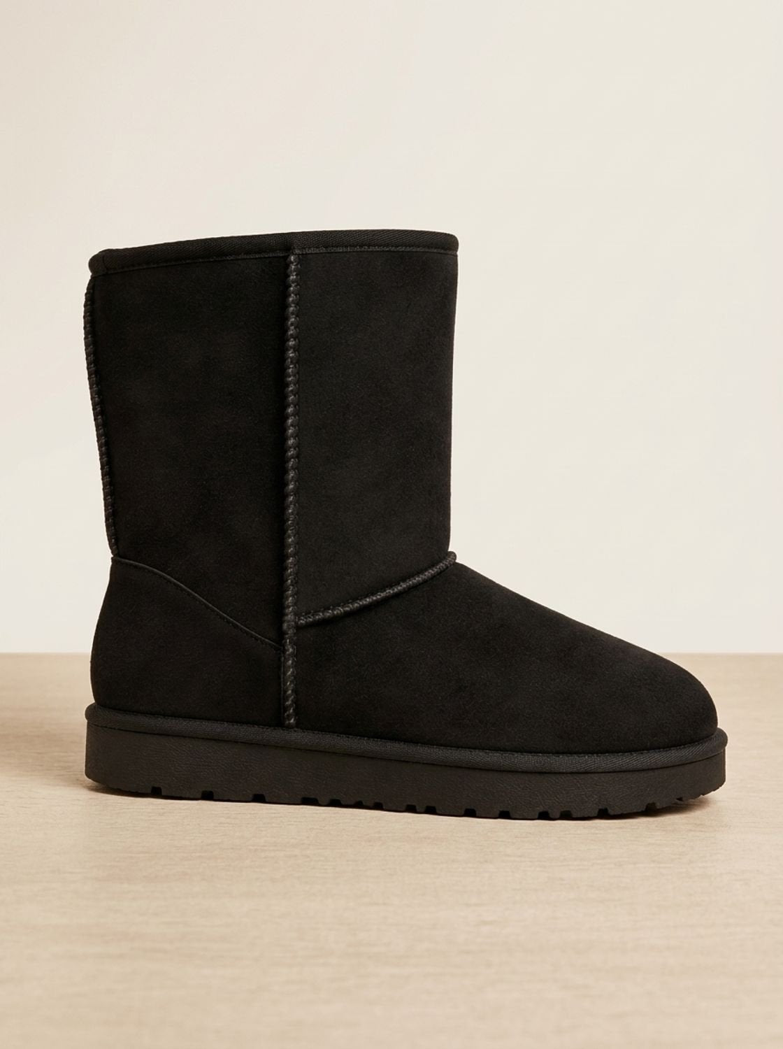 Damen Wadenhohe Winterstiefel Aus Kunstwildleder Mit Teddyfutter