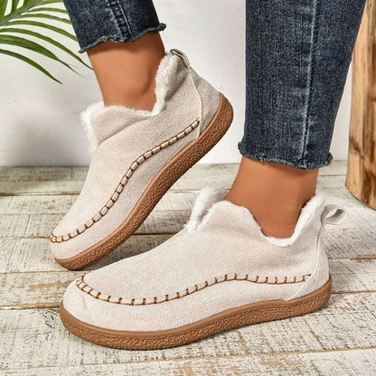 Damen-Mokassins aus Wildleder mit warmem Fleecefutter