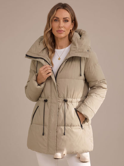 Damen Steppjacke Mit Kapuze Und Kordelzug