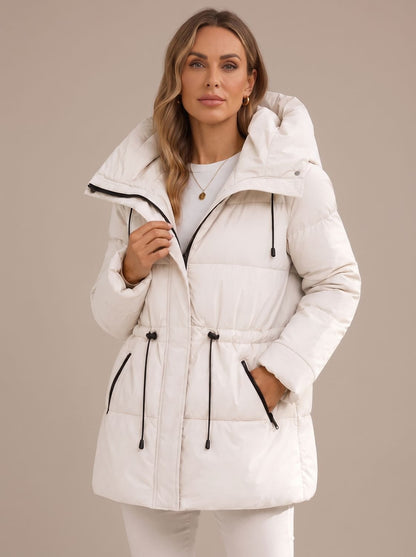 Damen Steppjacke Mit Kapuze Und Kordelzug