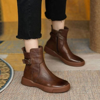 Damen-Stiefeletten mit dekorativer Schnalle am Knöchel