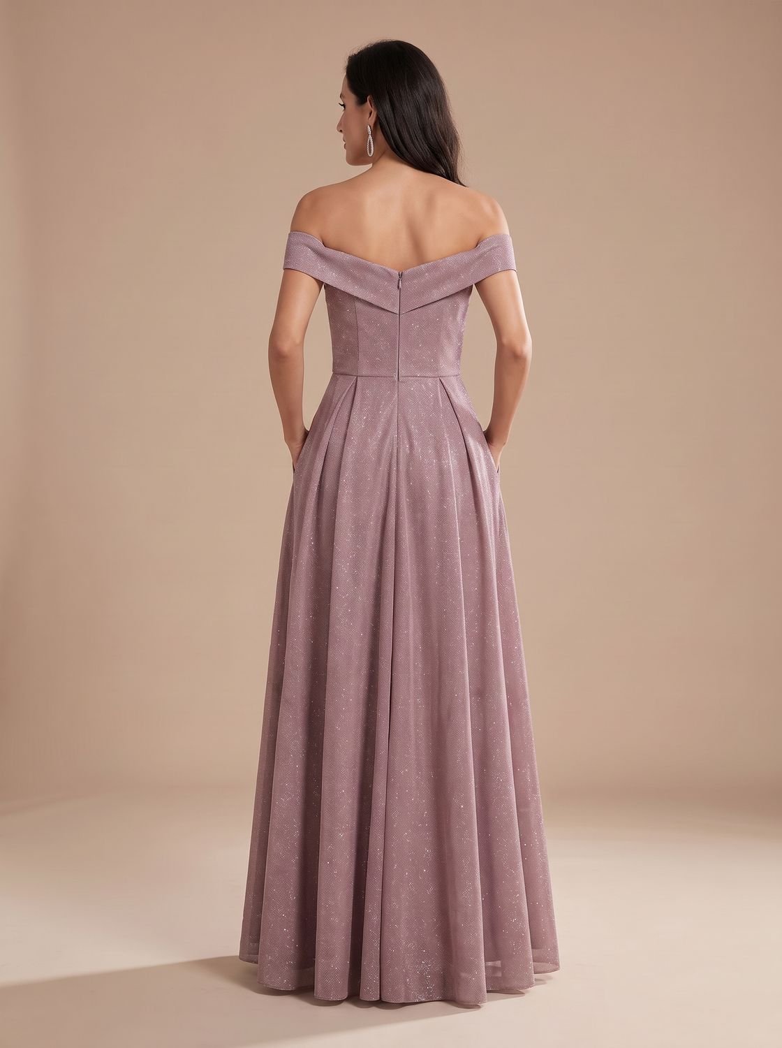 Festliches schulterfreies Kleid mit A-Linien-Schnitt für Hochzeiten und besondere Anlässe