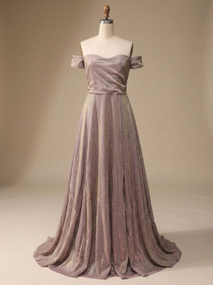 Damenkleid mit Glitzerdetails, fliessender A-Linie und elegantem schulterfreiem Design
