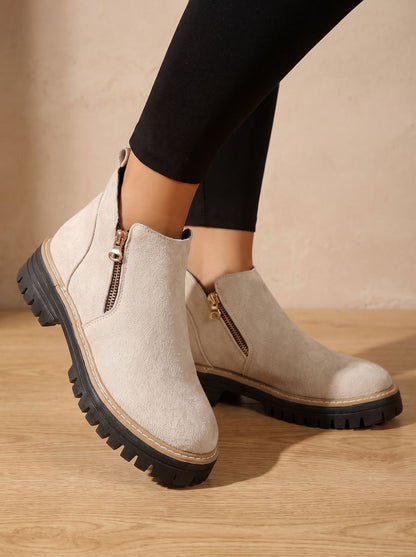 Damen Stiefeletten Leopardenmuster Mit Seitenreissverschluss
