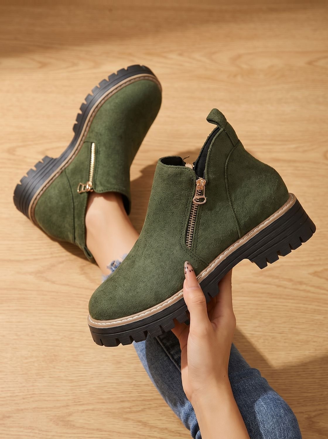 Damen Stiefeletten Leopardenmuster Mit Seitenreissverschluss