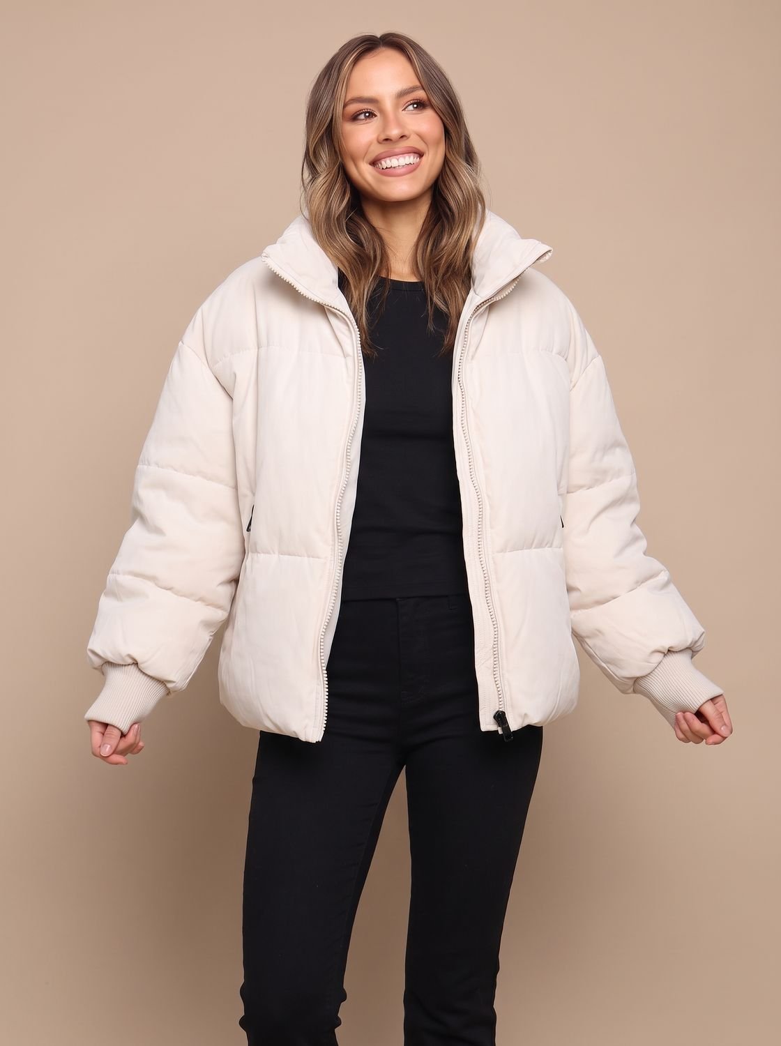 Damen-Winterjacke mit gepolsterter Optik