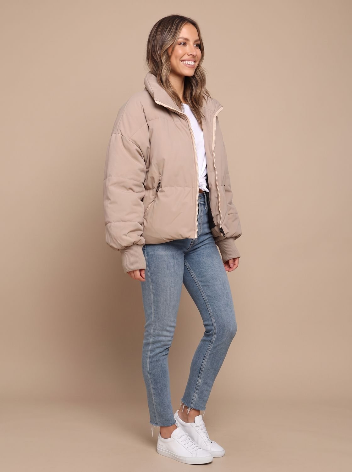 Oversize-Jacke mit langen Aermeln und gerippten Buendchen