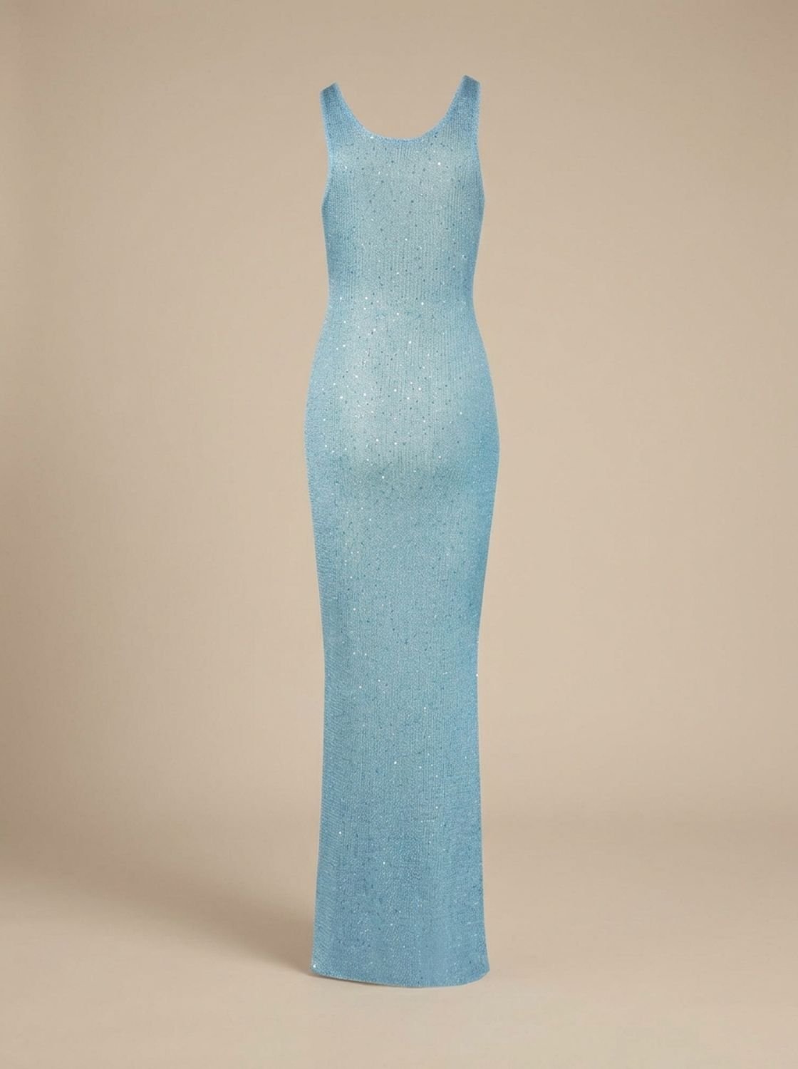 Damen-Abendkleid mit Pailletten, Rundhalsausschnitt und Maxilänge