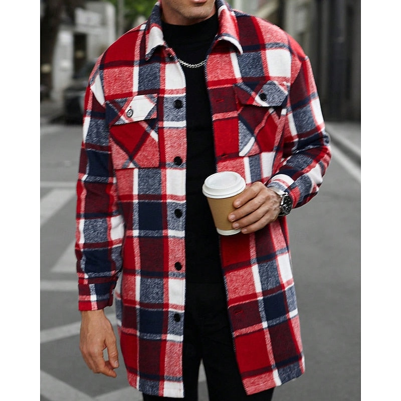 Herren Karierte Hemdjacke Im Overshirt Stil