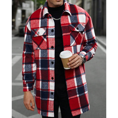 Herren Karierte Hemdjacke Im Overshirt Stil