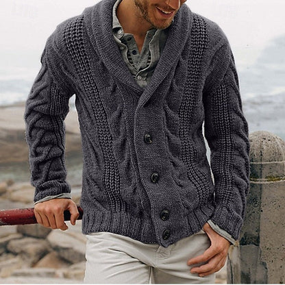 Herren Grobstrick Cardigan Mit Schalkragen